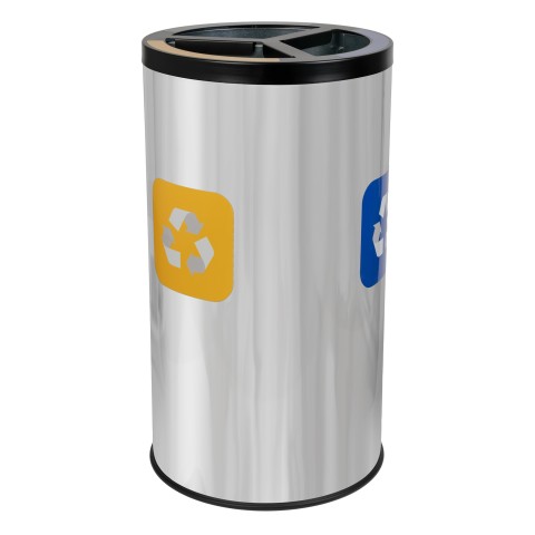 Round recycling bin 3x20L with inserts