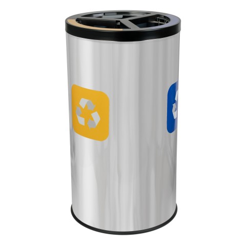 Round recycling bin 3x25L