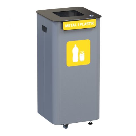 Kosz na śmieci do segregacji na metal i plastik - 70 litrów żółty
