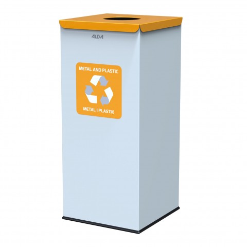 Kosz na śmieci do segregacji na metal i plastik - 60 litrów - żółty
