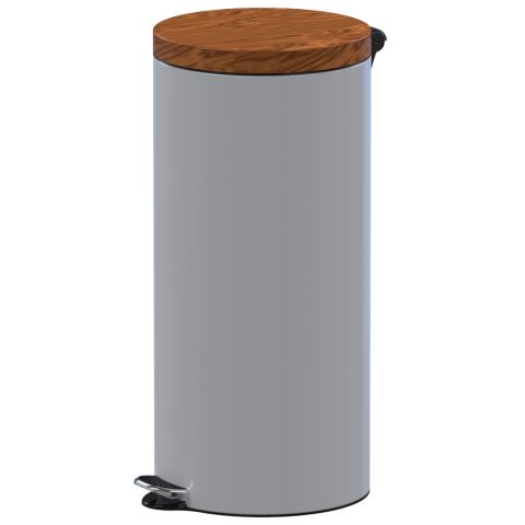 Pedal waste bin 30L with wooden lid SHERWOOD - white - ALDA
