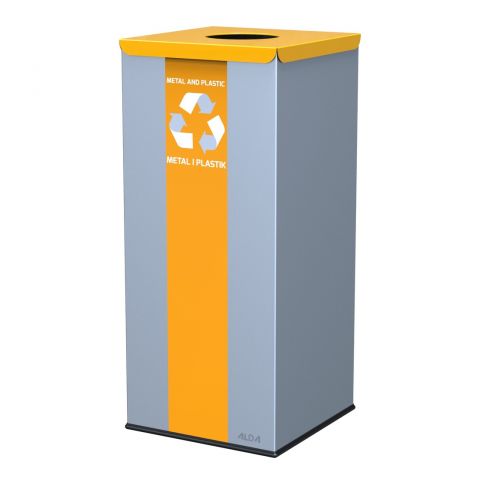 Kosz na śmieci do segregacji na metal i plastik - 60 litrów zółty