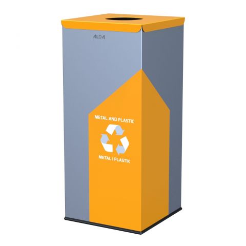 Kosz na śmieci do segregacji na metal i plastik - 60 litrów zółty
