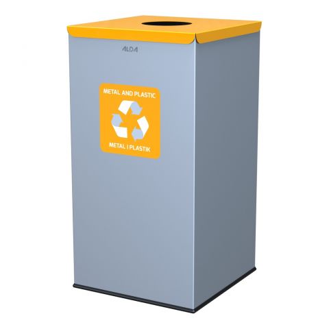 Kosz na śmieci do segregacji na metal i plastik - 90 litrów żółty