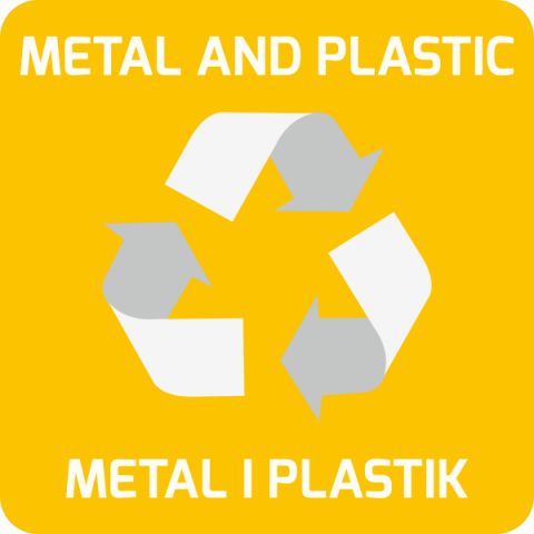 Naklejki informacyjne na kosze do segregacji śmieci metal i plastik