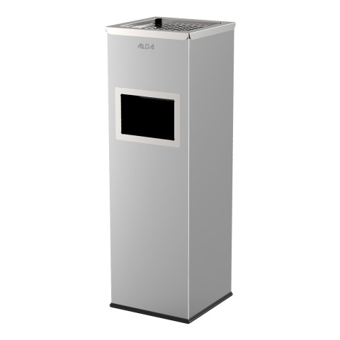 Outdoor bin with ashtray - 22 litres - stainless steel - satin