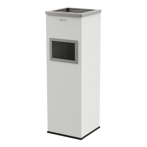 Outdoor bin with ashtray - 22 litres - stainless steel - white