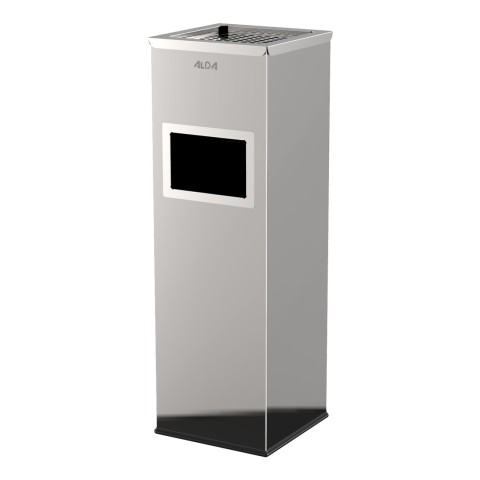 Outdoor bin with ashtray - 22 litres - stainless steel