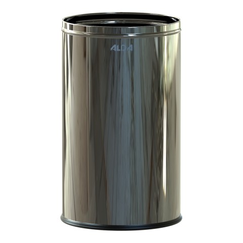 Steel bin - 18 litres - open stainless bin glossy
