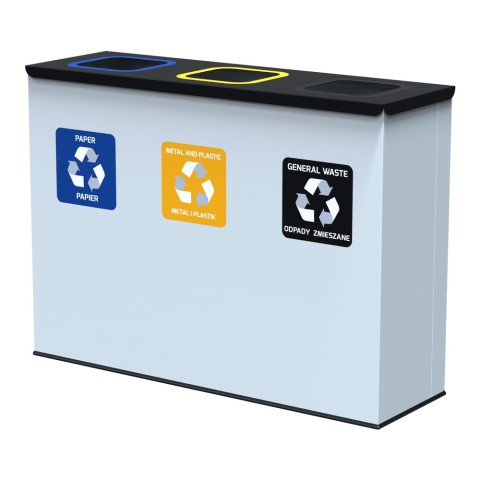 Waste segregation bin with antibacterial coating - 3x60 litres