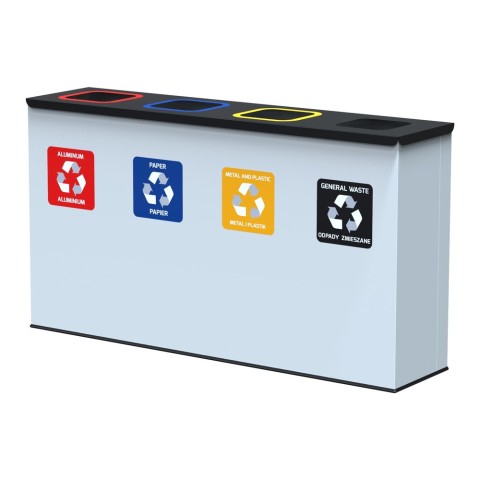 Waste segregation bin with antibacterial coating - 4x60 litres